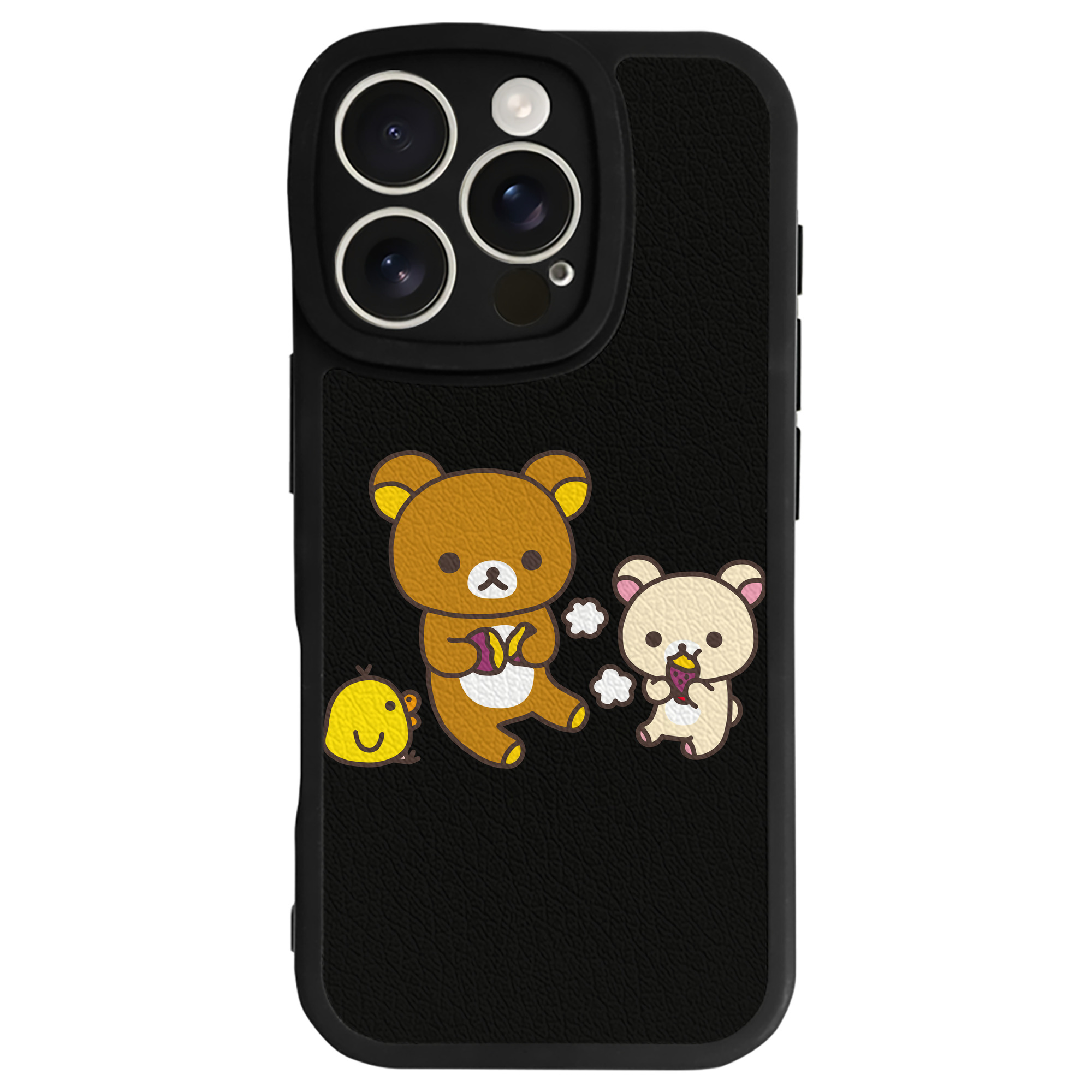 （画像用） リラックマ リラックマ キイロイトリ Rilakkuma Korilakkuma Kiiroitori 【iPhone 16シリーズ対応】シリコンスマホケース（レザー調） 材質：シリコン